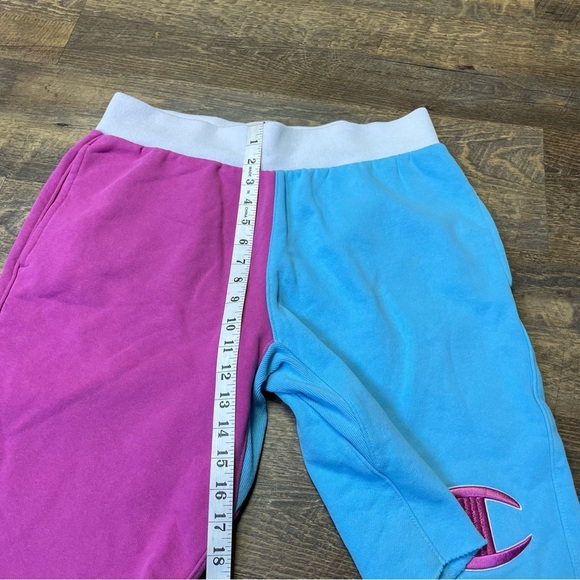 Champion Reverse Weave Cut Off Teal Pink Colorblock Sweat Shorts Adult Medium - Picture 3 of 11